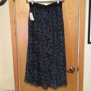 LuLaRoe Black Maxi Skirt with Blue Pattern
